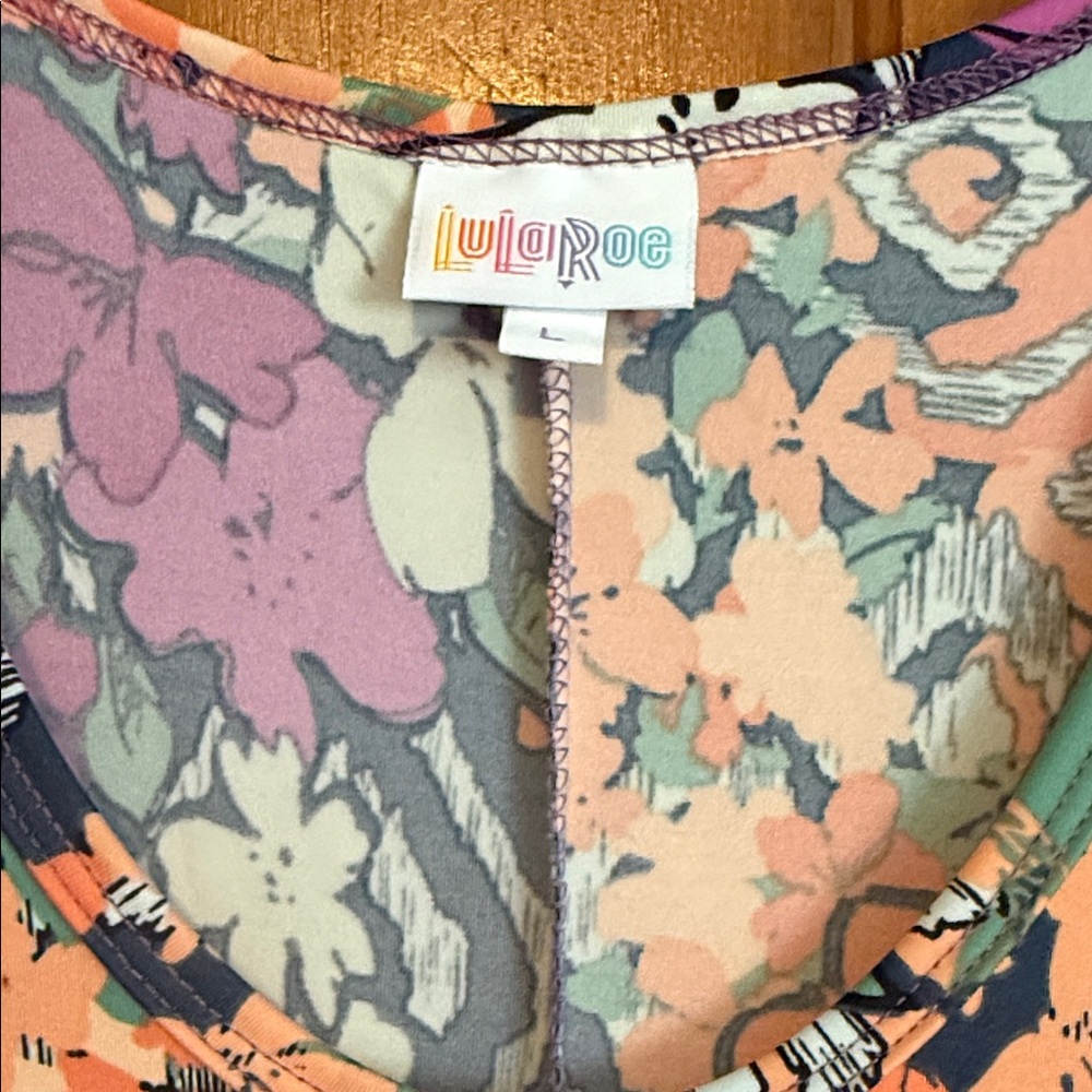 LuLaRoe Floral Maxi Dress - Orange, Pink, Black - Picture 3 of 4